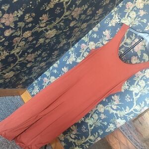 Ekouaer Stretchy Sleevless Jumpsuit For Layering Rust Orange Size M